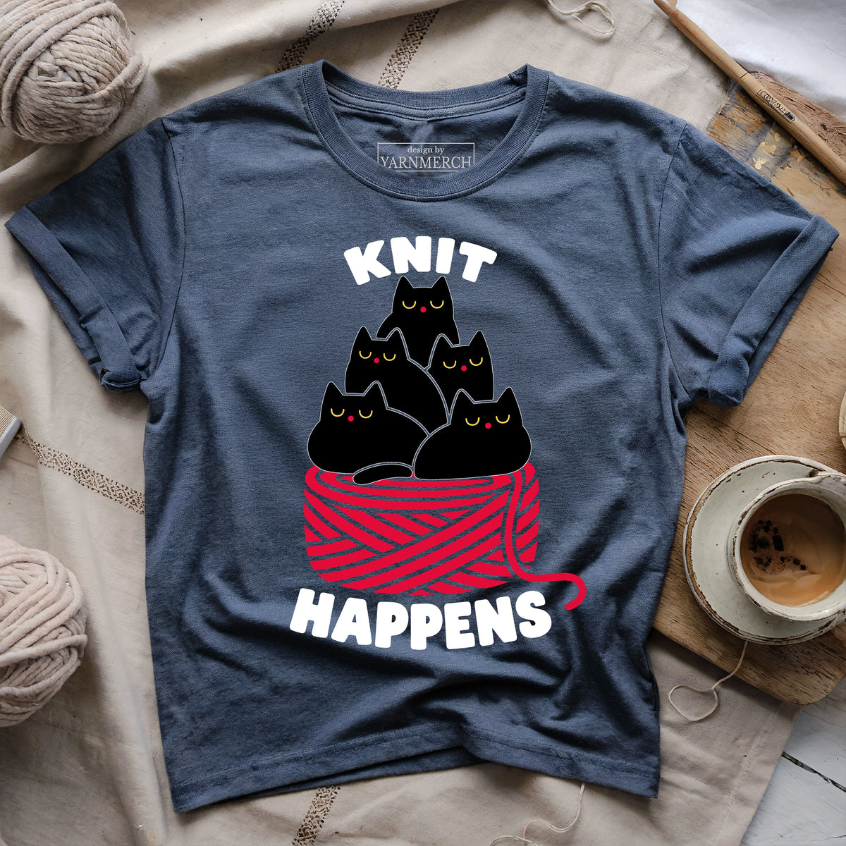 The "Knit Happens" Cat Pile T-shirt