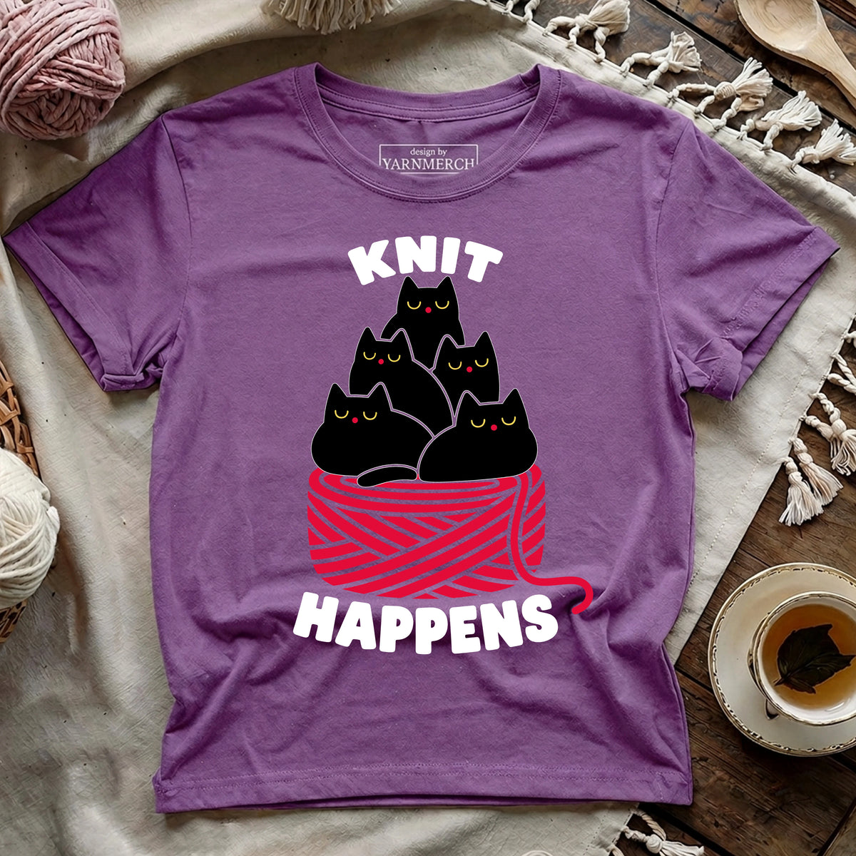 The "Knit Happens" Cat Pile T-shirt