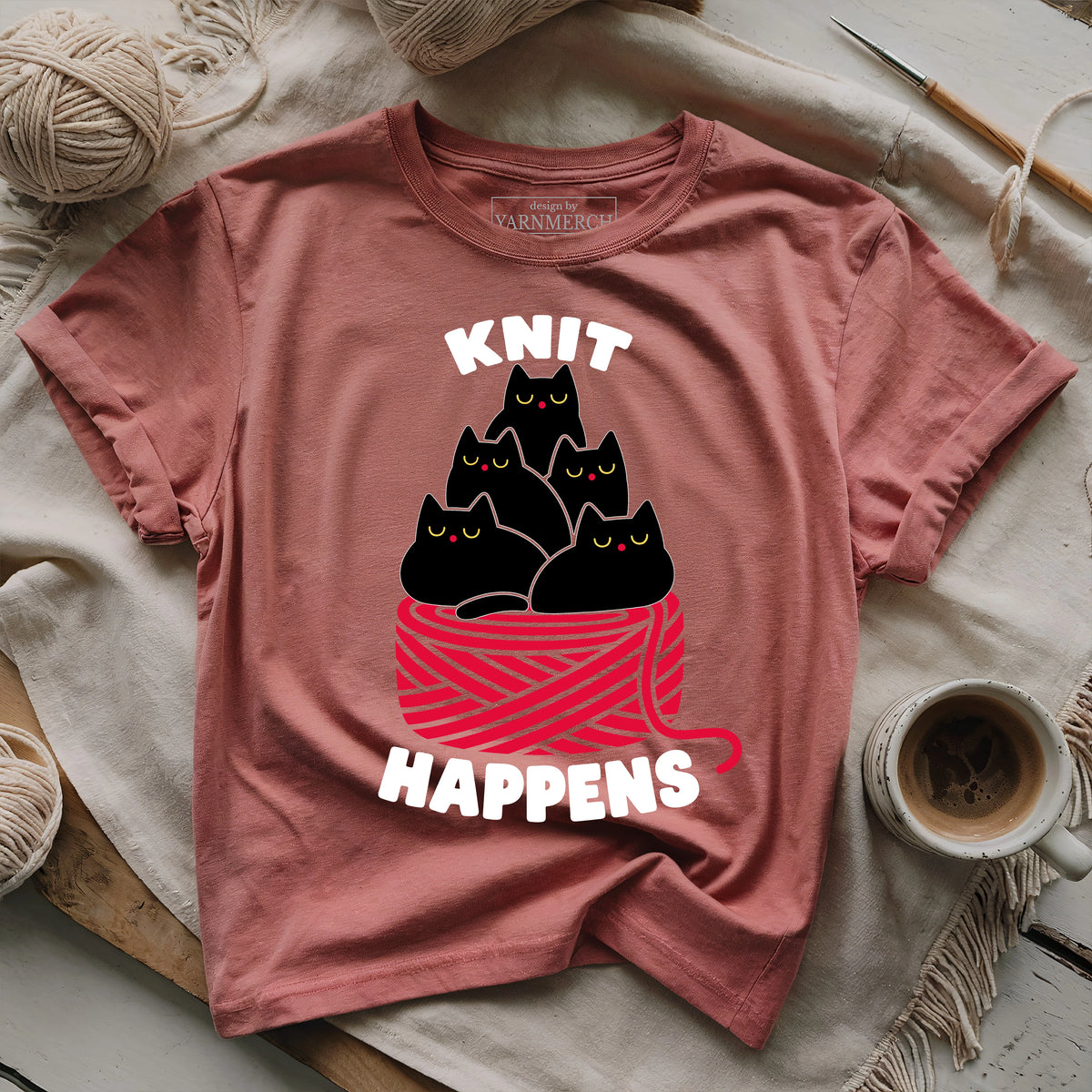 The "Knit Happens" Cat Pile T-shirt