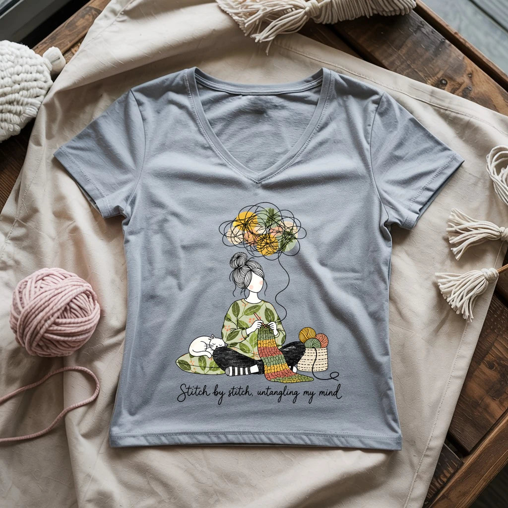 Stitch By Stitch, Untangling My Mind Lady V-neck