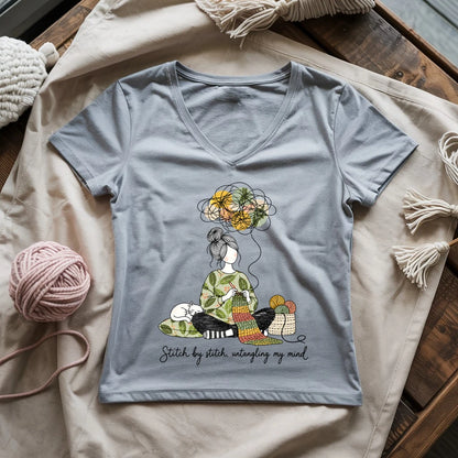 Stitch By Stitch, Untangling My Mind Lady V-neck