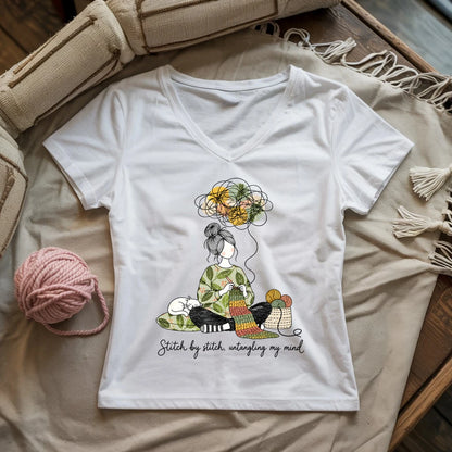 Stitch By Stitch, Untangling My Mind Lady V-neck