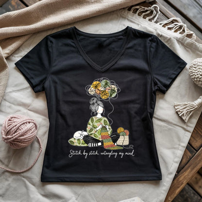 Stitch By Stitch, Untangling My Mind Lady V-neck