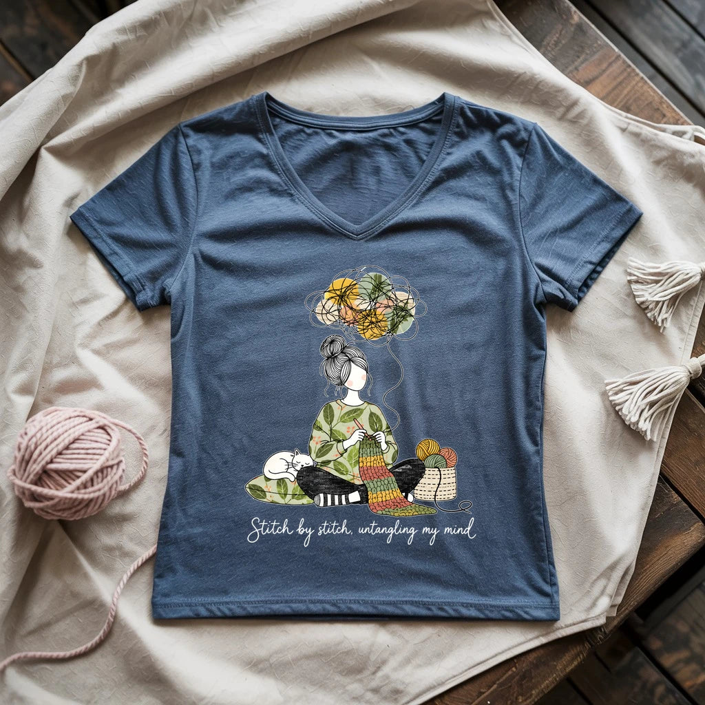 Stitch By Stitch, Untangling My Mind Lady V-neck