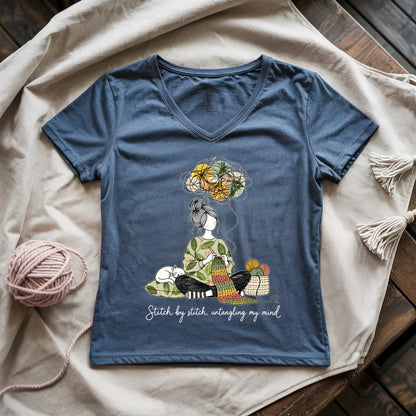 Stitch By Stitch, Untangling My Mind Lady V-neck