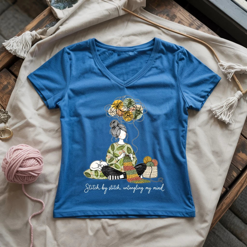 Stitch By Stitch, Untangling My Mind Lady V-neck