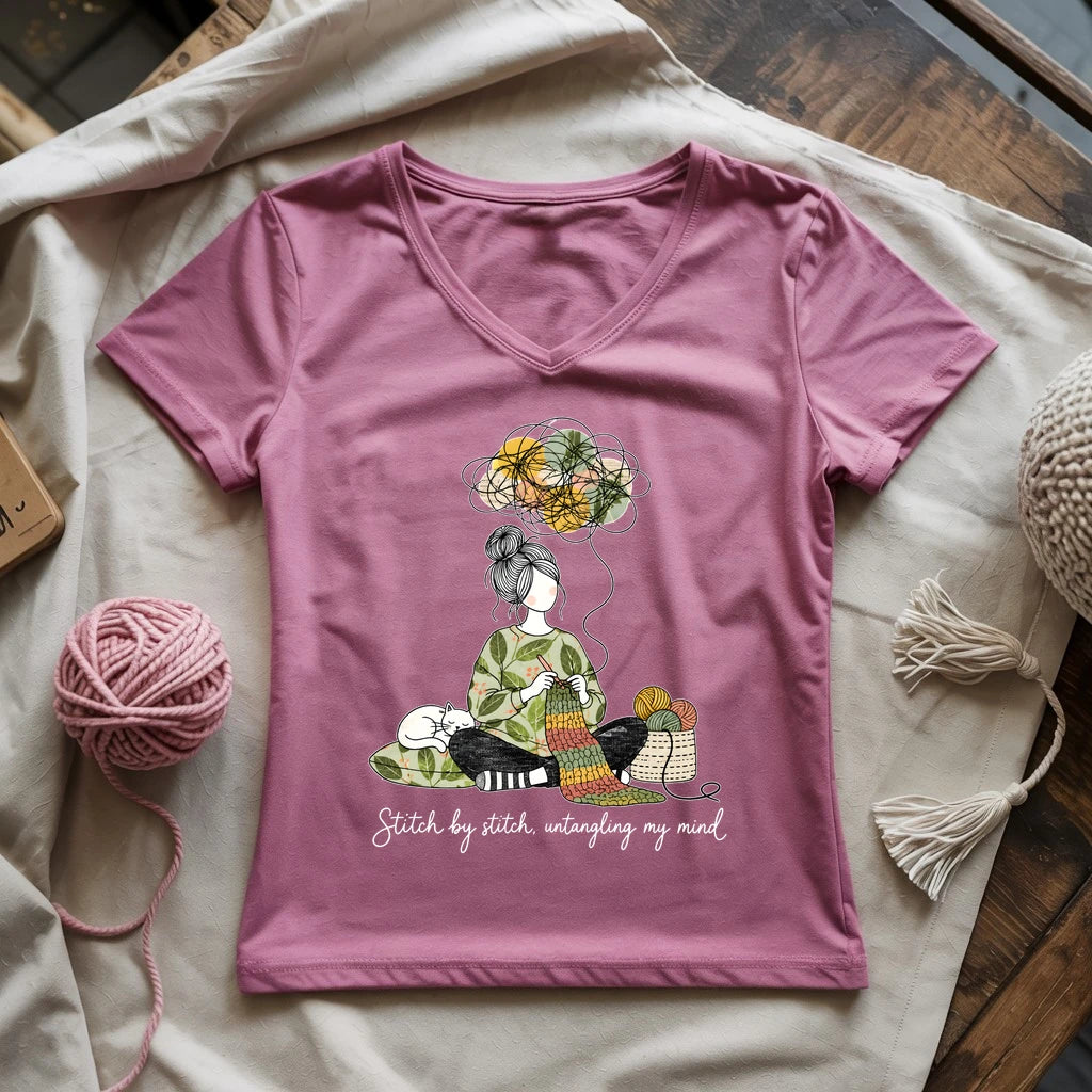 Stitch By Stitch, Untangling My Mind Lady V-neck