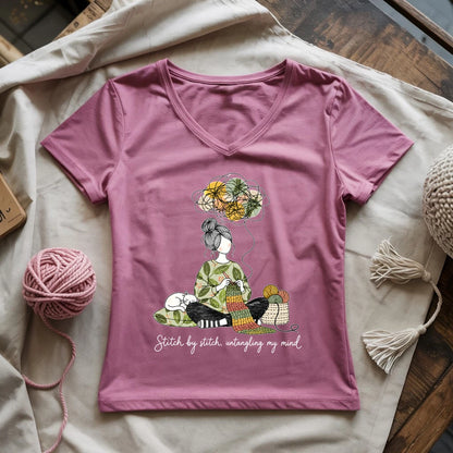 Stitch By Stitch, Untangling My Mind Lady V-neck