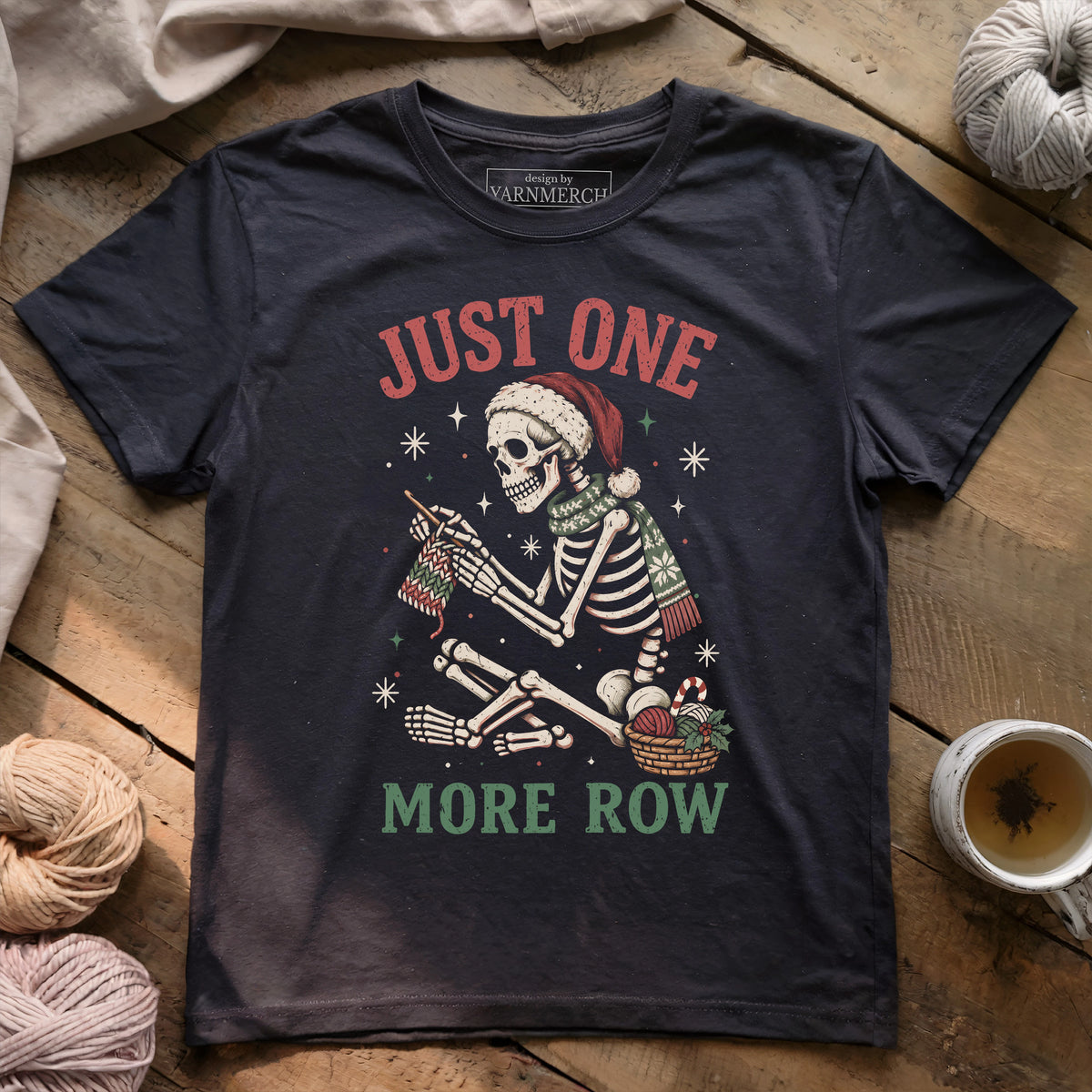One More Row Christmas Skeleton T-shirt