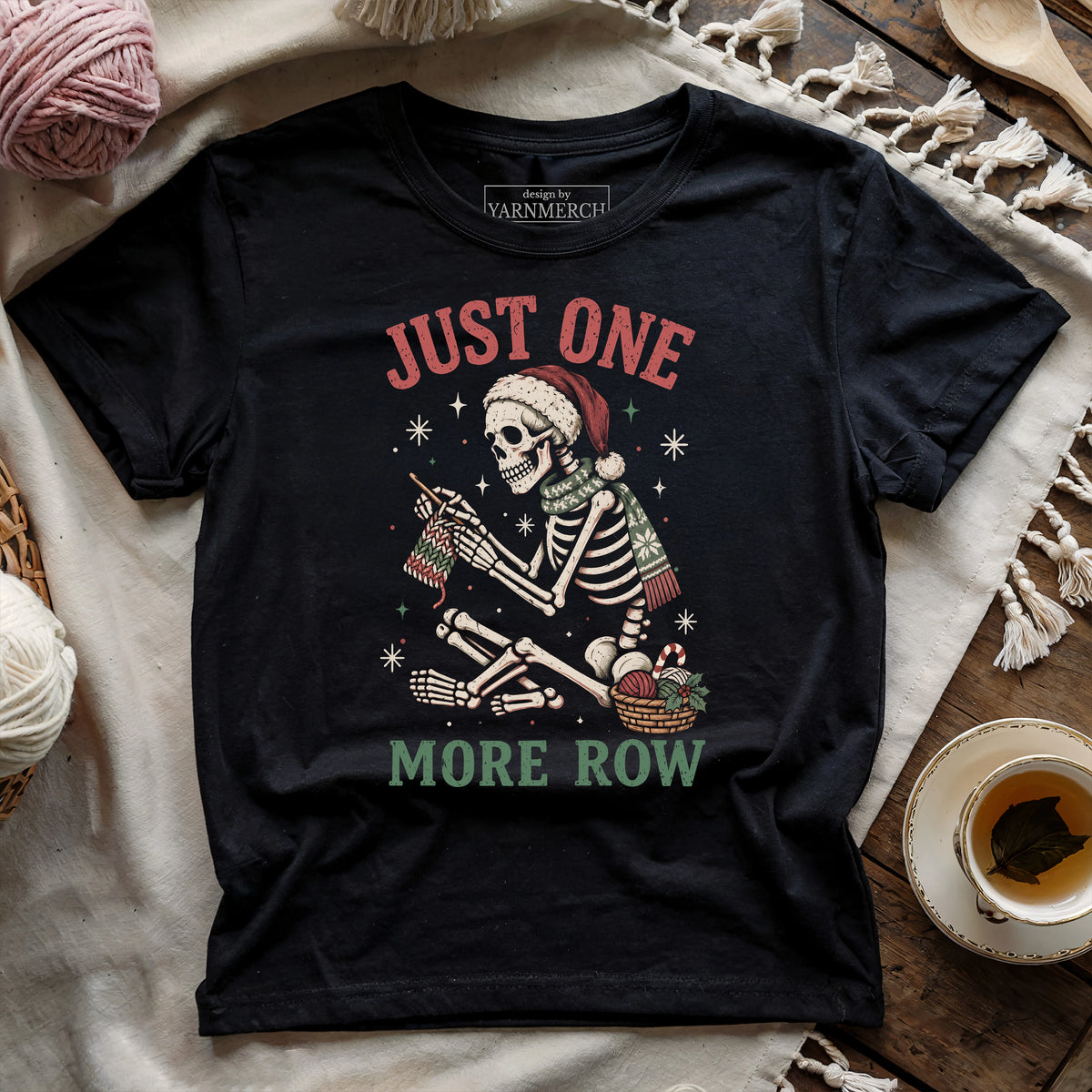 One More Row Christmas Skeleton T-shirt