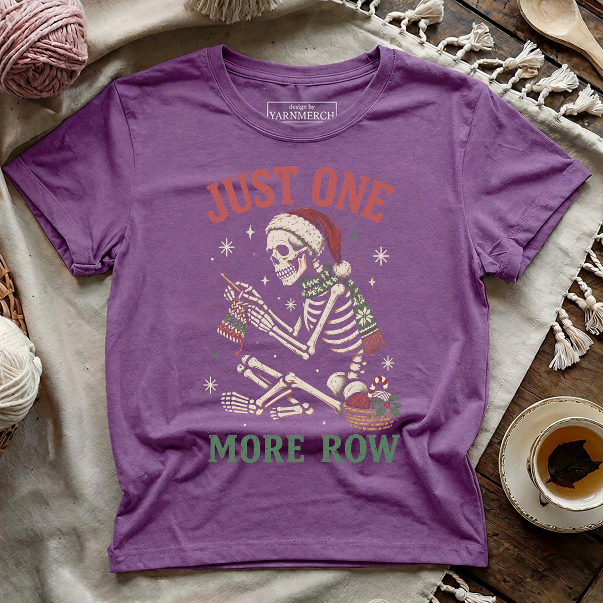 One More Row Christmas Skeleton T-shirt