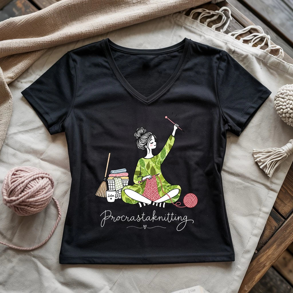 Procrastaknitting Lady V-neck