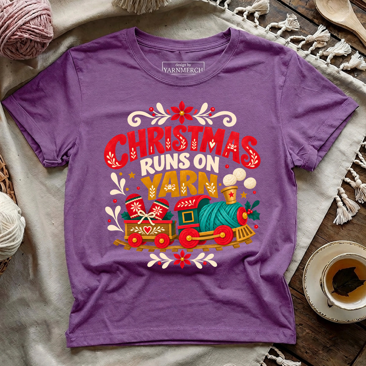 CHRISTMAS RUNS ON YARN T-shirt
