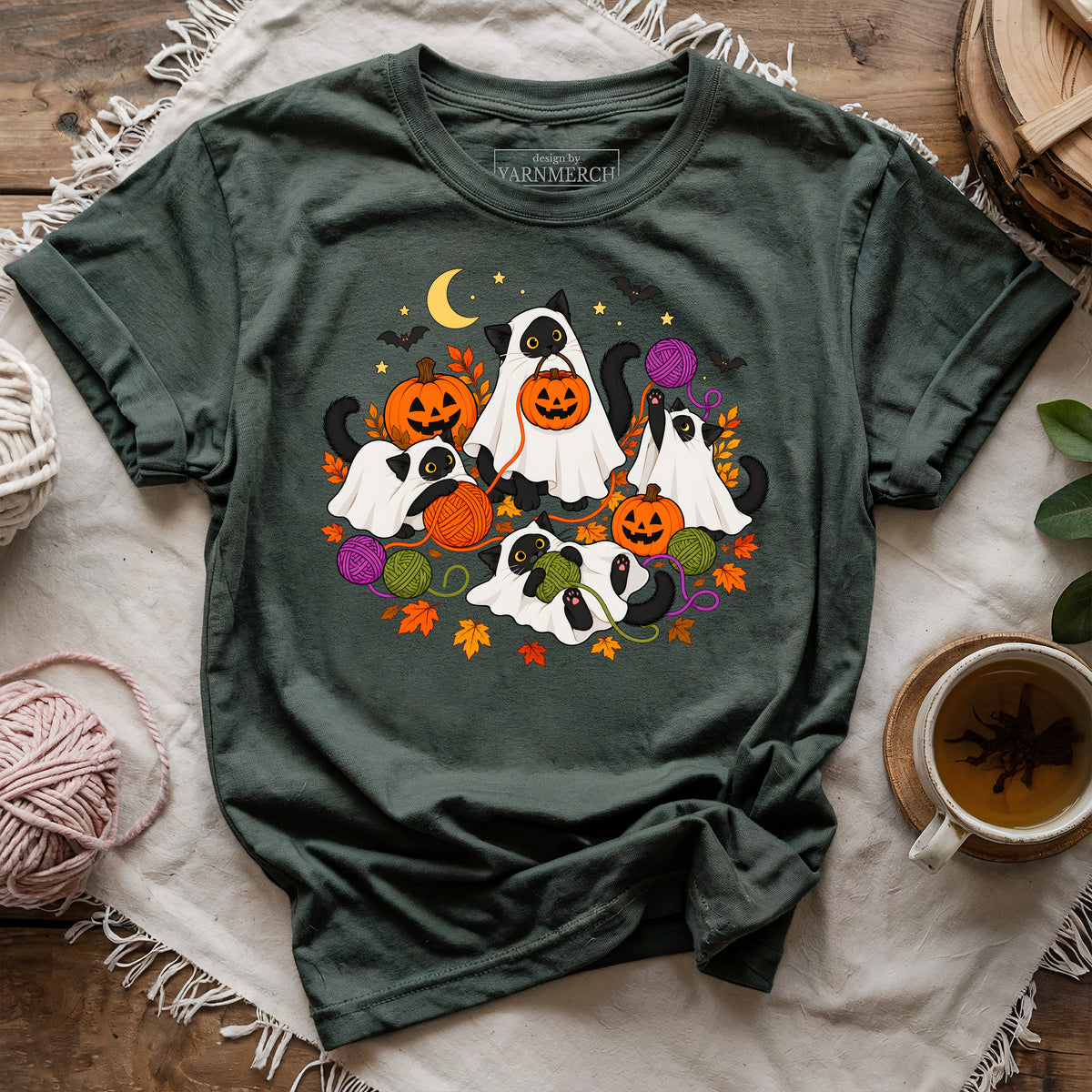 Ghost Cats Playing with Yarn T-shirt