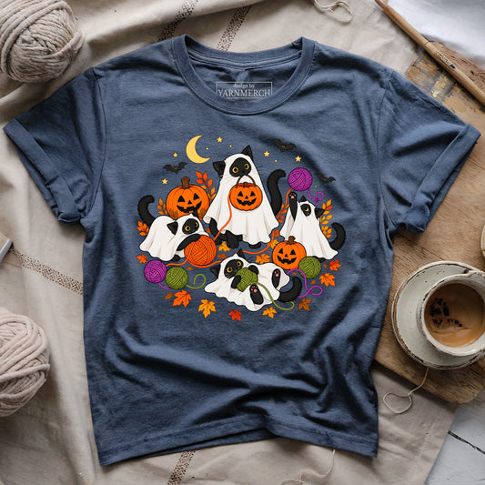 Ghost Cats Playing with Yarn T-shirt