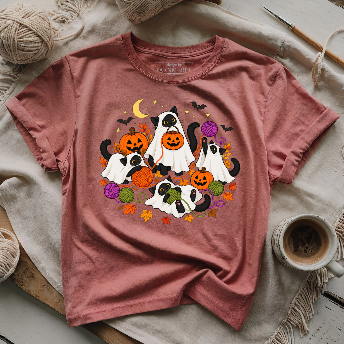 Ghost Cats Playing with Yarn T-shirt