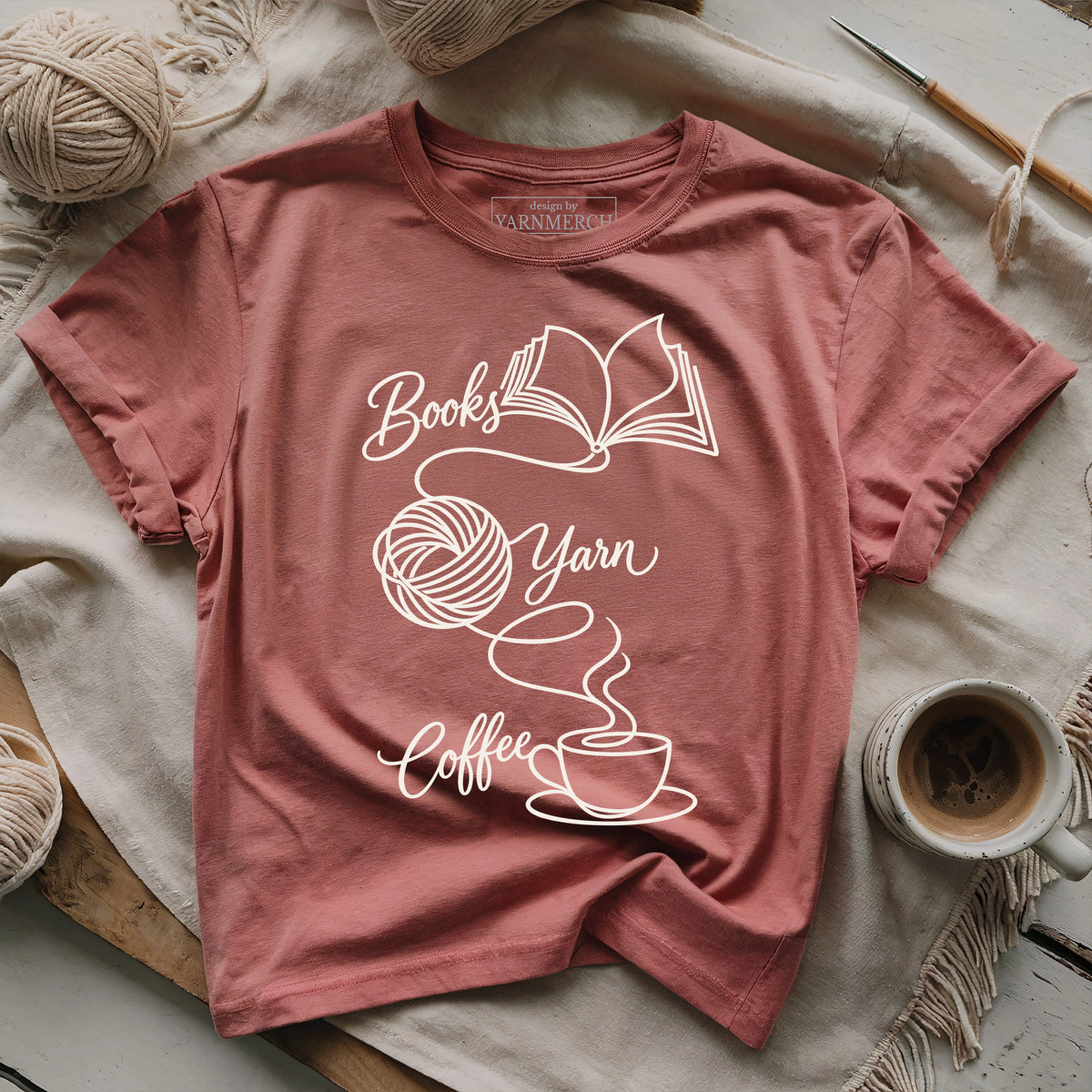 Books, Yarn & Coffee T-shirt