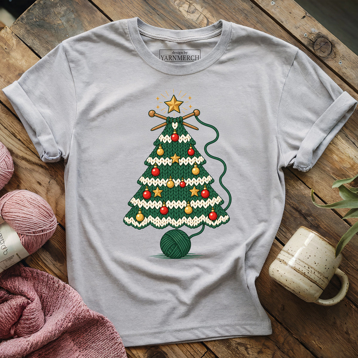 Knitting christmas tree T-shirt