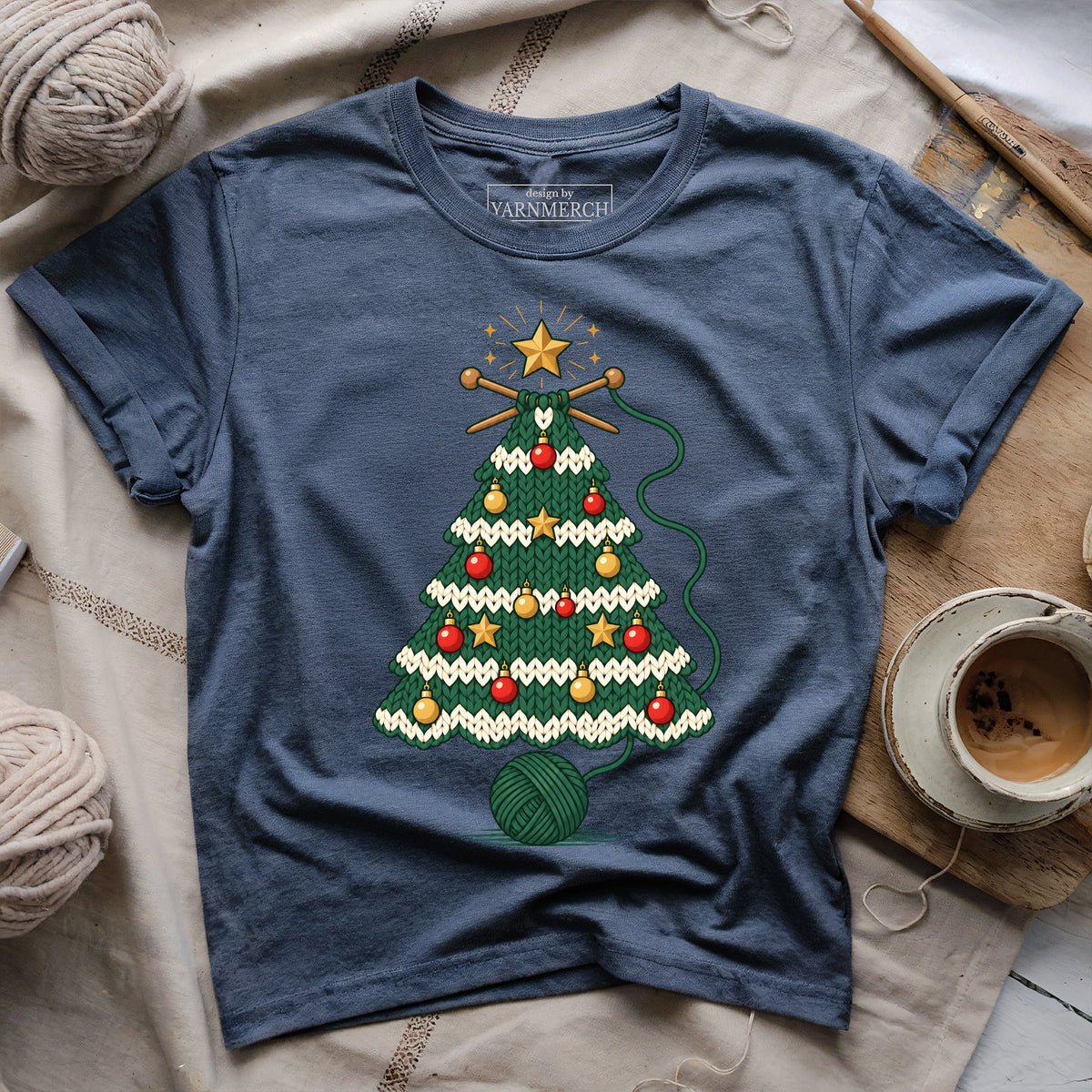 Knitting christmas tree T-shirt