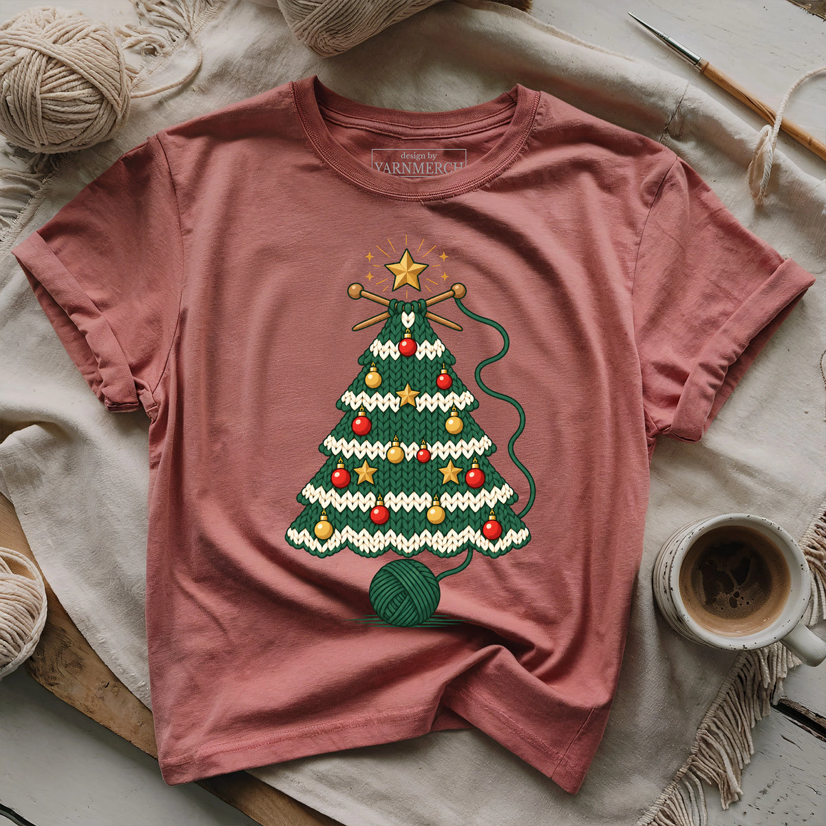 Knitting christmas tree T-shirt