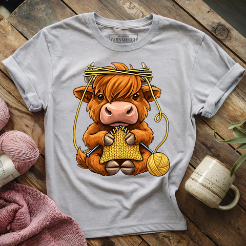 Knitting Highland Cow T-shirt