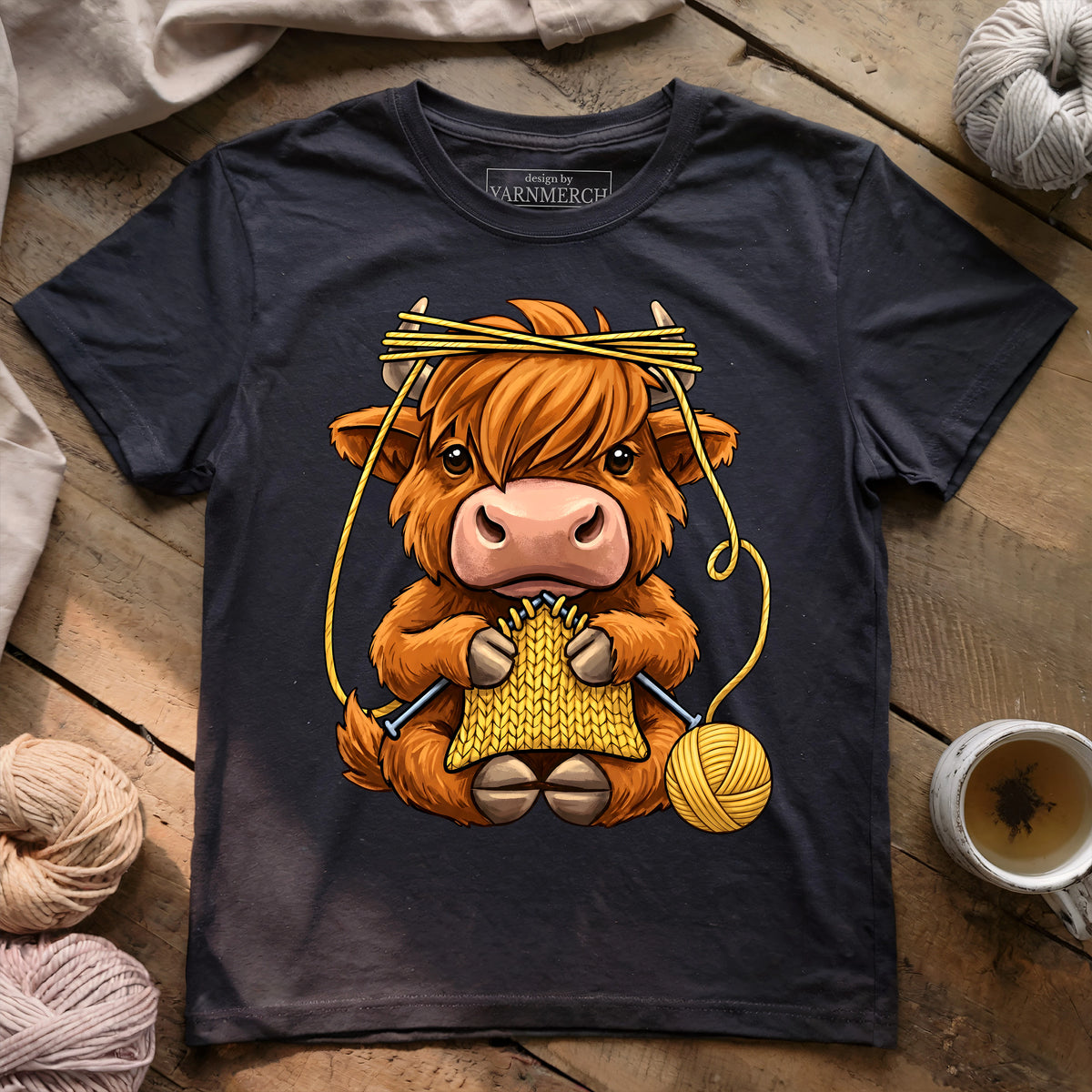 Knitting Highland Cow T-shirt