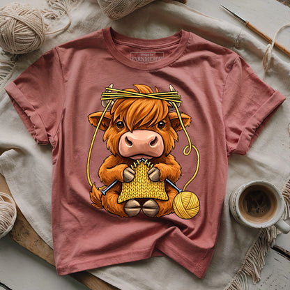 Knitting Highland Cow T-shirt