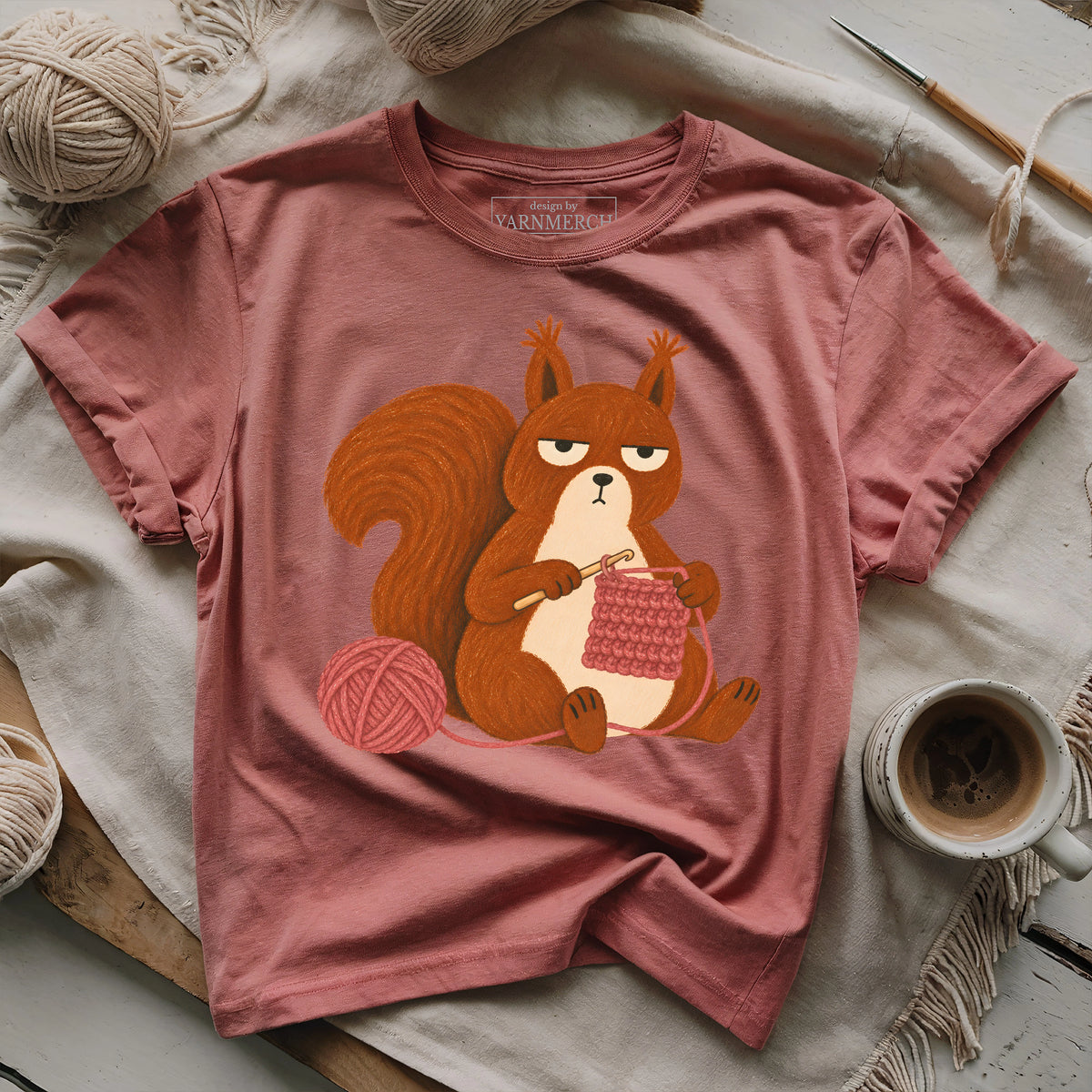 Grumpy Crochet Squirrel T-shirt