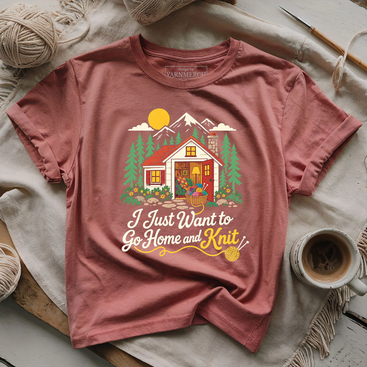 I Just Want To Go Home and Knit T-shirt