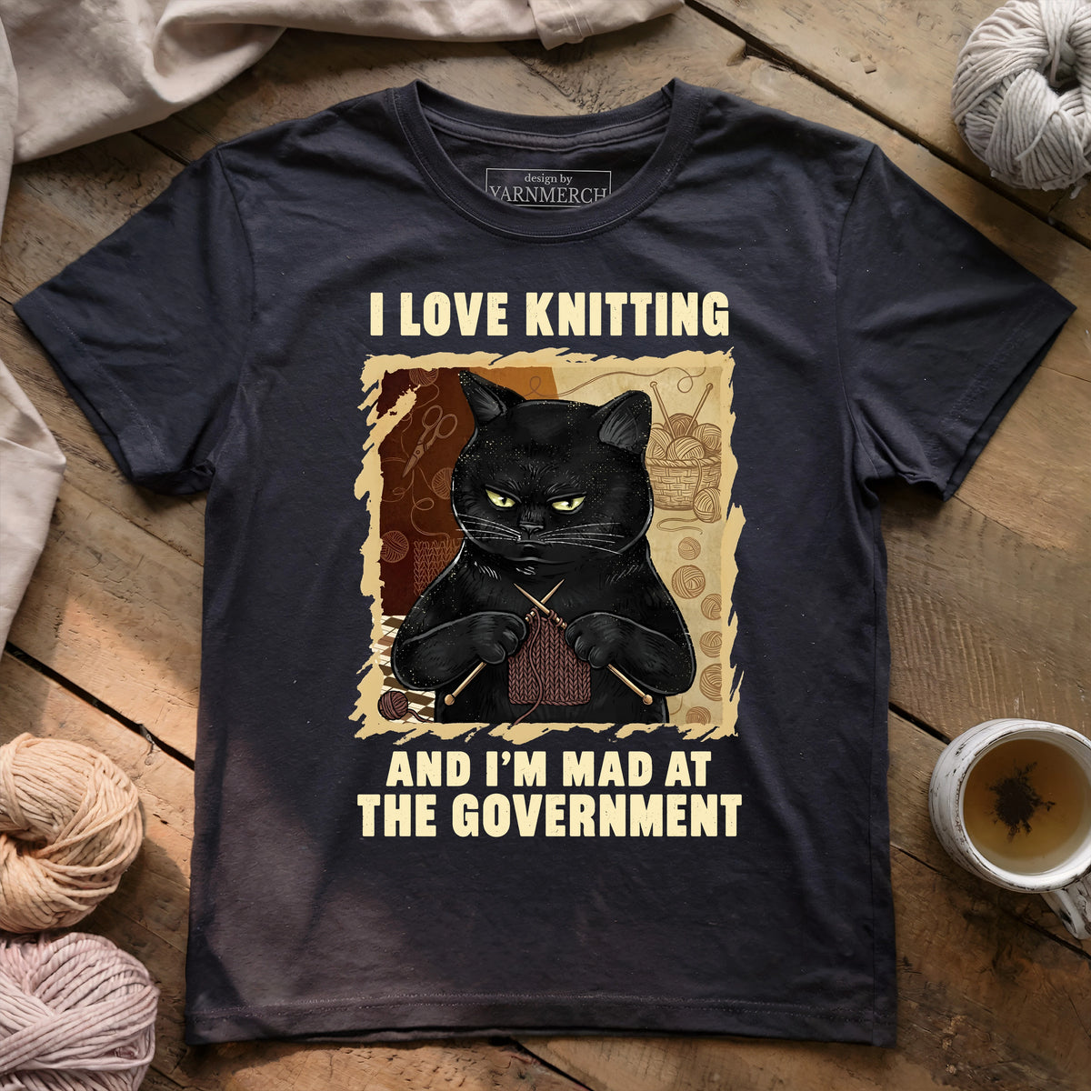 Grumpy Knitter Cat T-shirt
