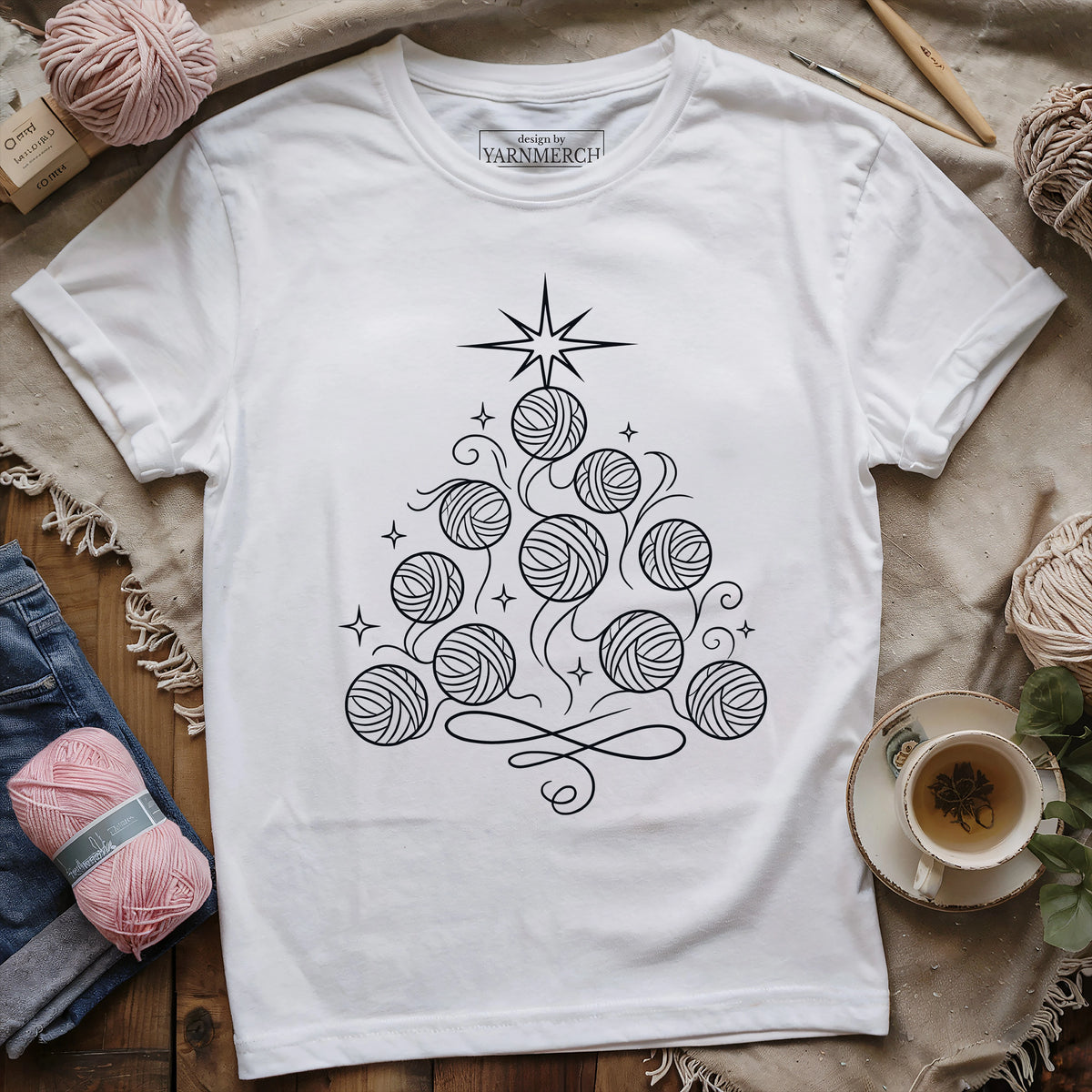 Whimsical Yarn Christmas Tree T-shirt