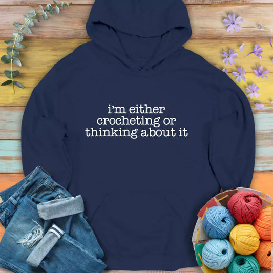 Crocheting/ Thinking Hoodie