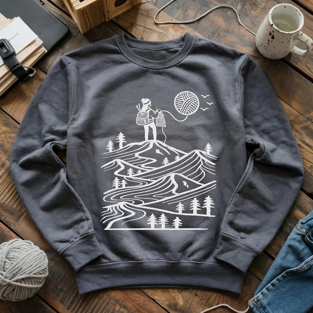A Camper Knitting The Sun Sweatshirt