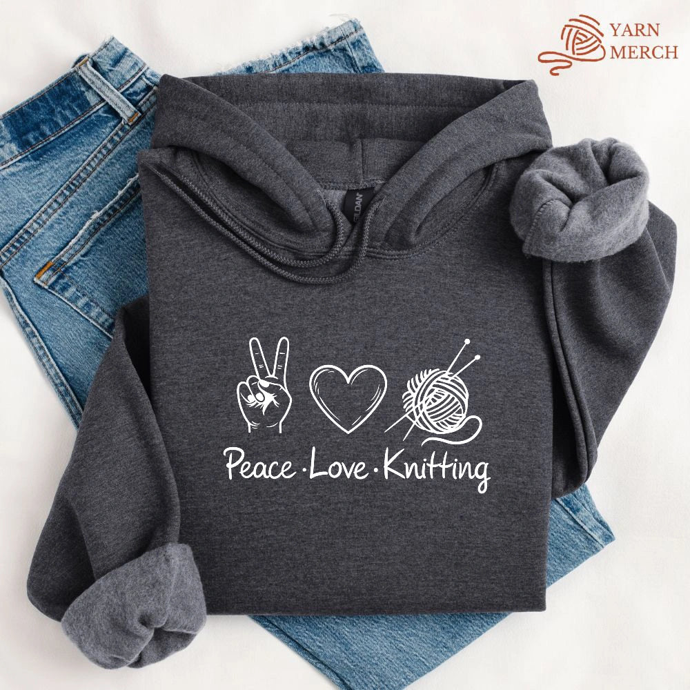 Peace Love Knitting Hoodie