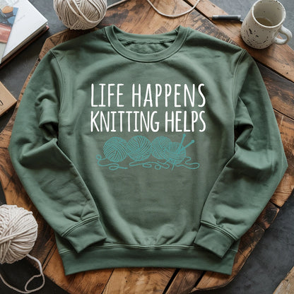 Life Happens Knitting Helps Sweatshirt