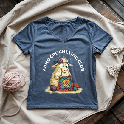ADHD Crocheting Club Lady V-neck