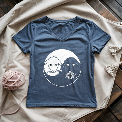 Black & White Sheeps Lady V-neck