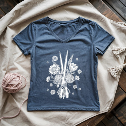 Bouquet of Stitches Lady V-neck