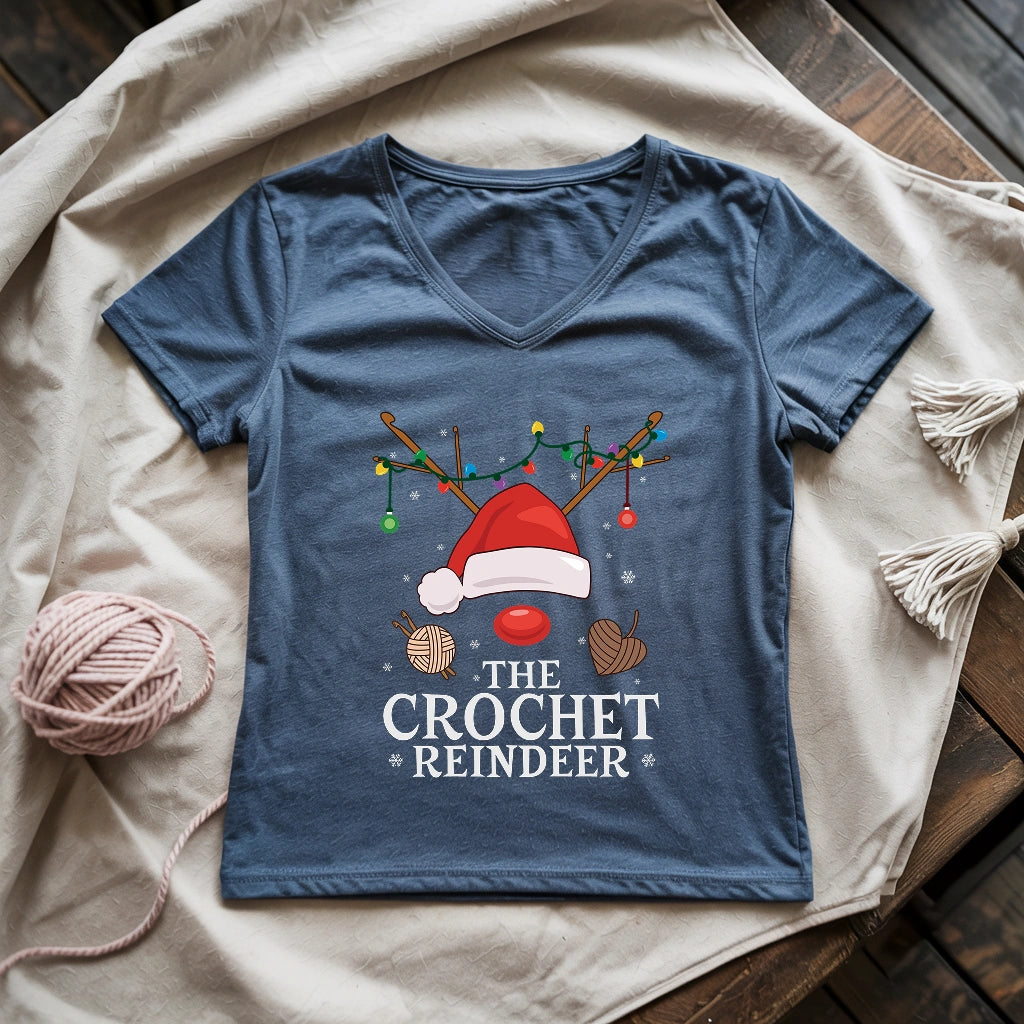 Crochet Reindeer Lady V-neck