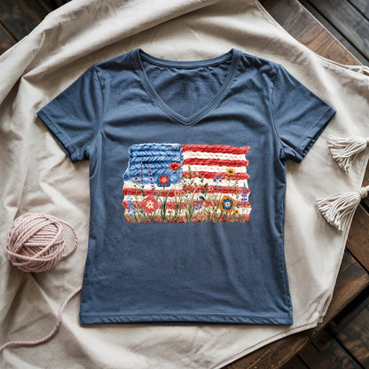 Flowers, Stripes & Skeins Lady V-neck