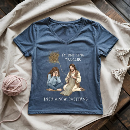God Knitting Tangles Lady V-neck