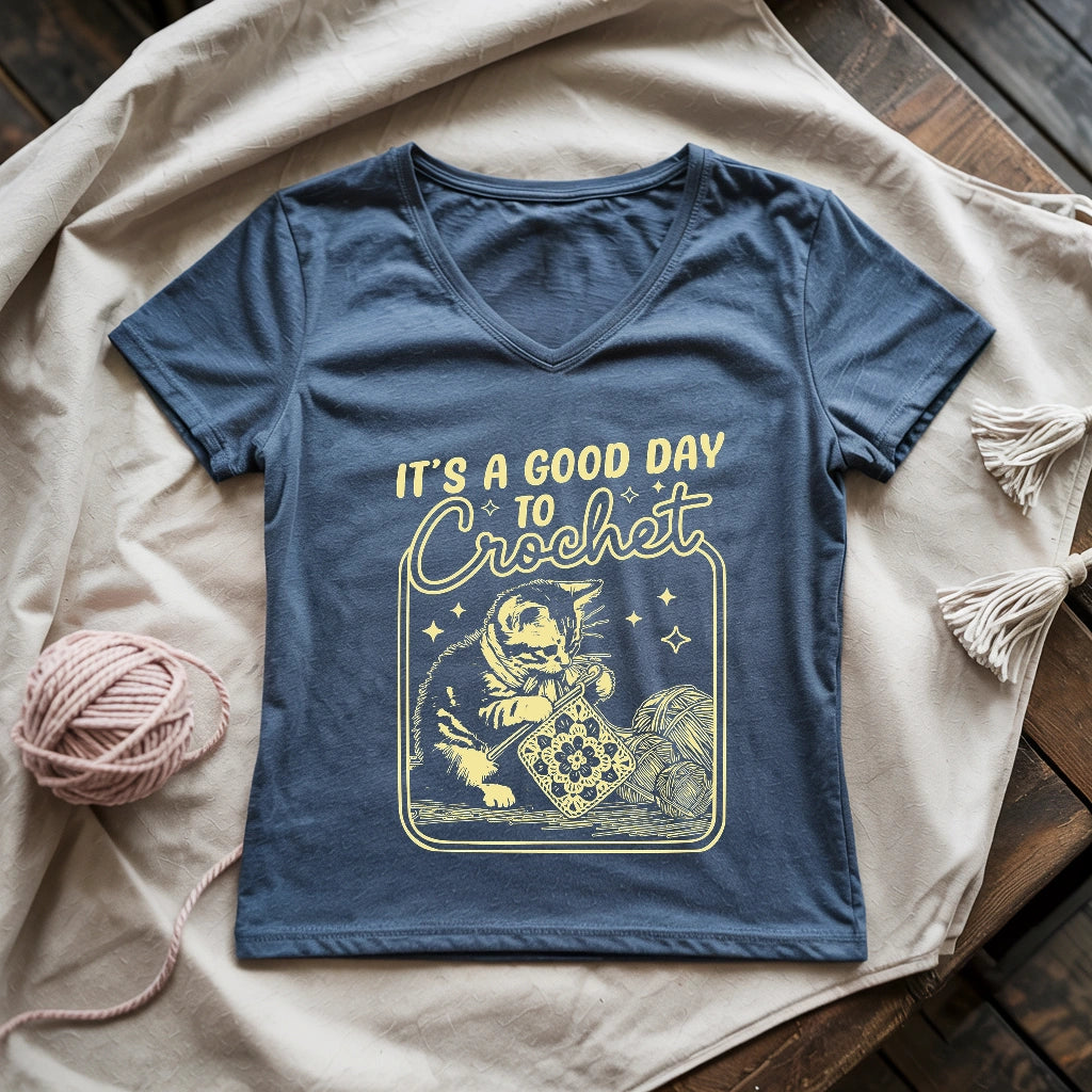 Good Day To Crochet Lady V-neck