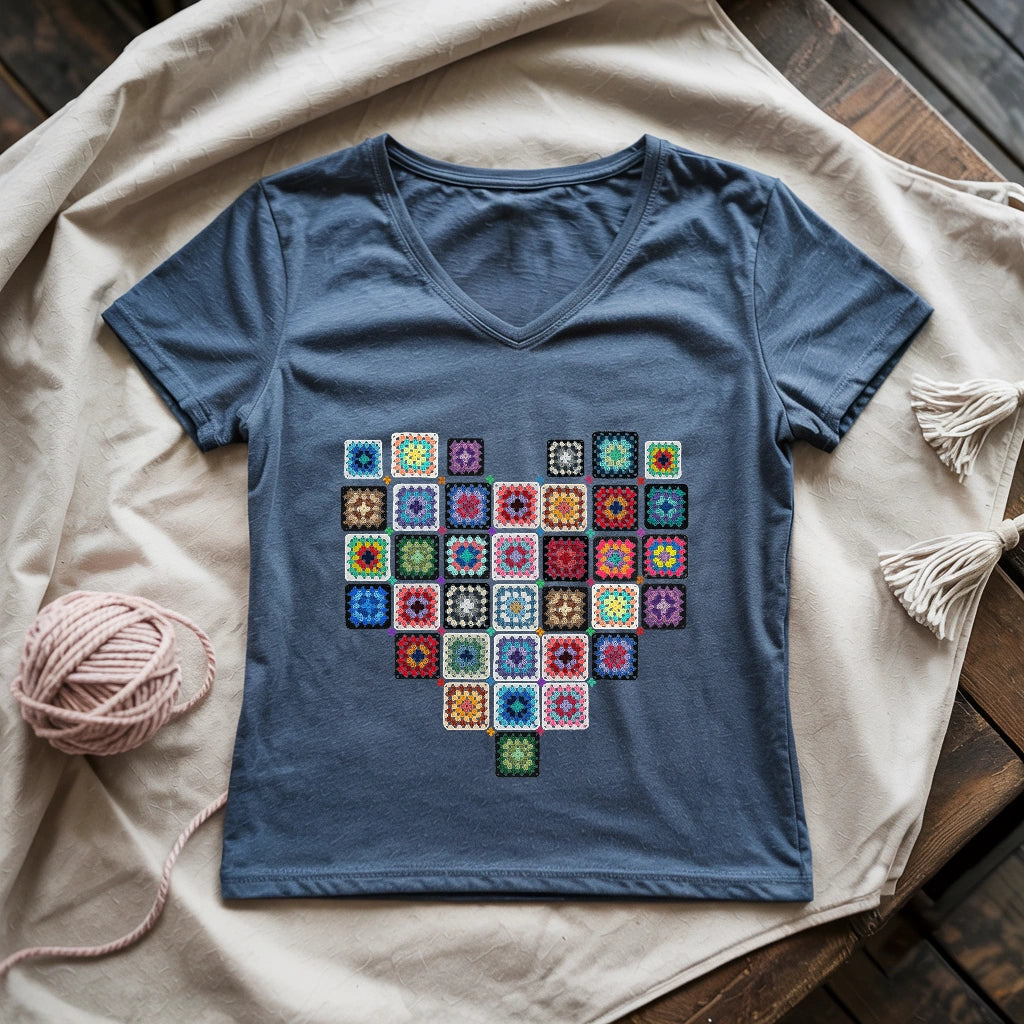 Granny Squares Heart Lady V-neck
