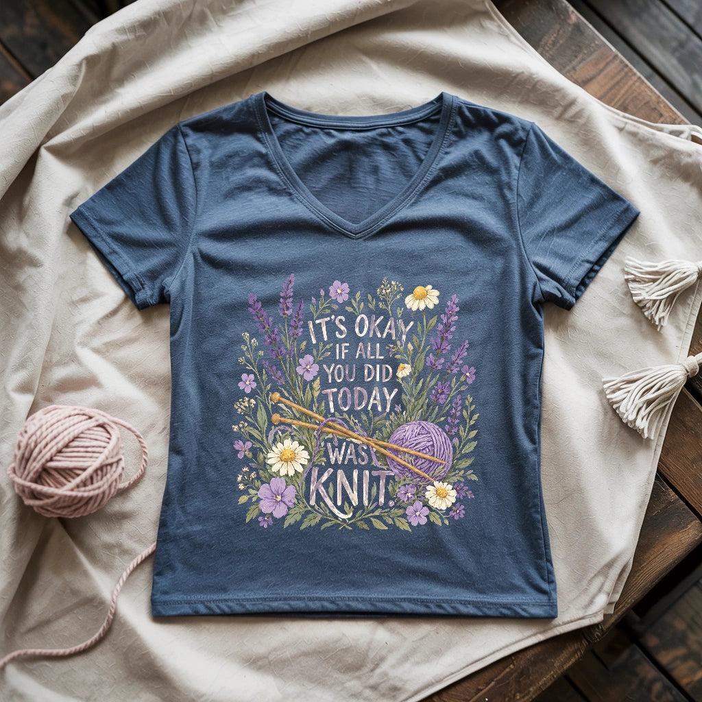 If All You Did Was Knit Lady V-neck