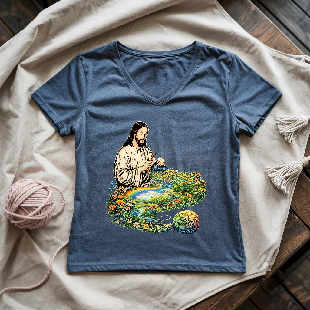 Jesus Crochet Life Lady V-neck