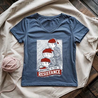 Knitting Is The Resistance Lady V-neck