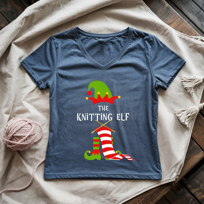 The Knitting Elf Lady V-neck