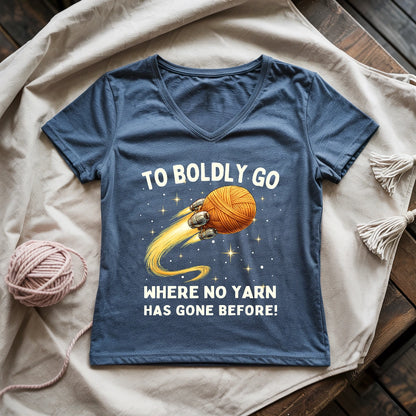 To Boldly Yarn Lady V-neck