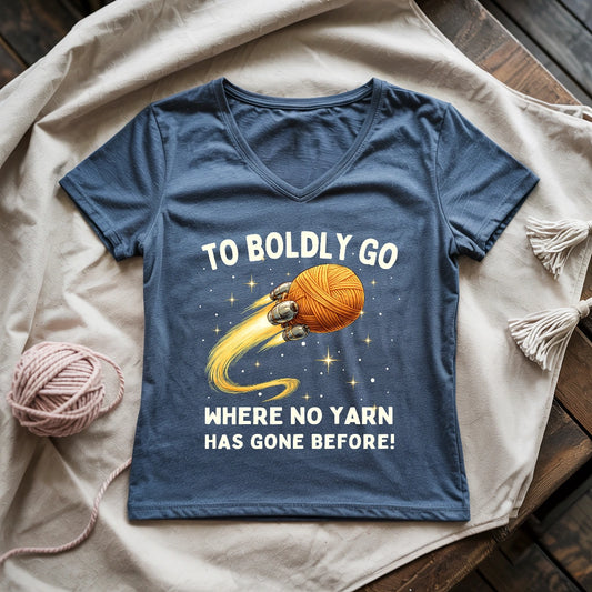 To Boldly Yarn Lady V-neck