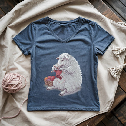Woolly Knitting Lady V-neck